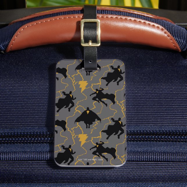 Black Adam Lightning Silhouette Pattern Luggage Tag (Front Insitu 2)