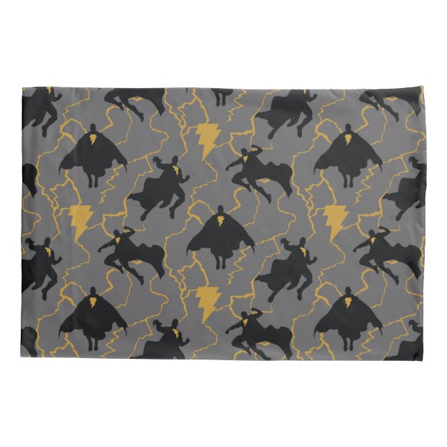 Black Adam Lightning Silhouette Pattern Pillowcase (Back)