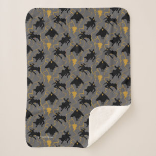 Black Adam Lightning Silhouette Pattern Sherpa Blanket