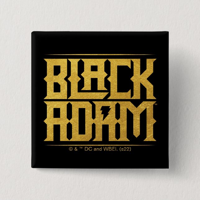 Black Adam Stacked Name Graphic 2 Inch Square Button (Front)