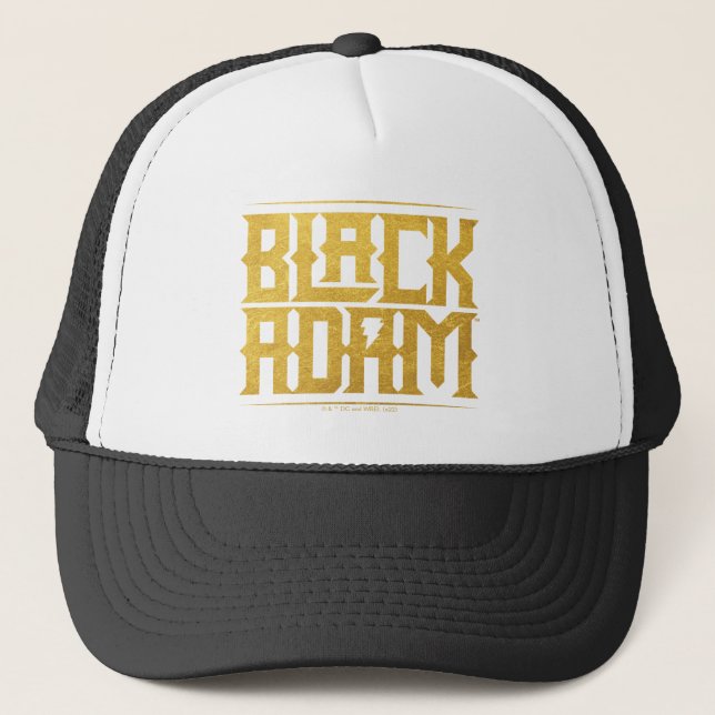 Black Adam Stacked Name Graphic Trucker Hat (Front)