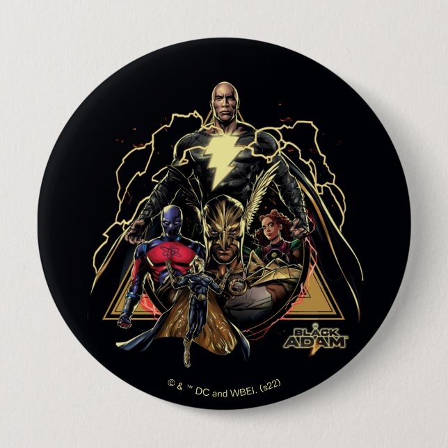 Black Adam Triangular Group Graphic 4 Inch Round Button (Front)