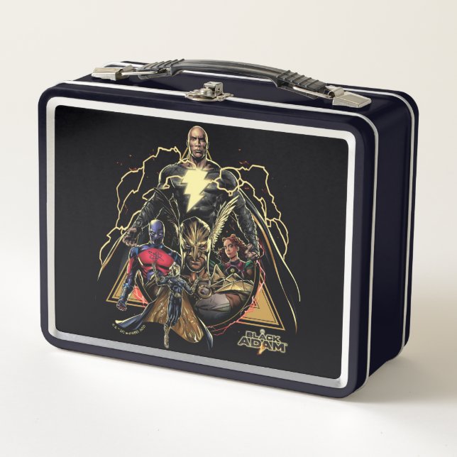Black Adam Triangular Group Graphic Metal Lunch Box (Front)