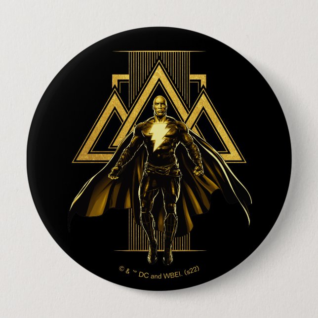 Black Adam Triangular Pillar Graphic 4 Inch Round Button (Front)