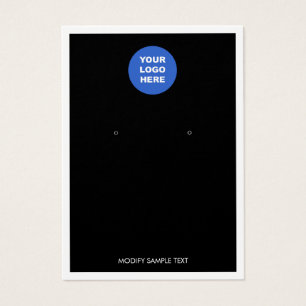 Black Add Logo White Border Earring Display Card