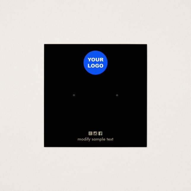 Black Add Your Logo Stud Earring Display Card (Front)