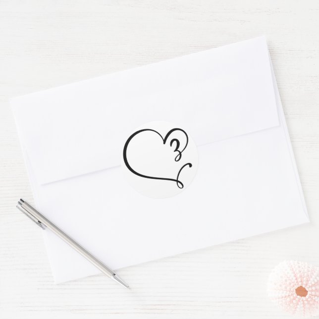 Black Aesthetic Line Heart Wedding Envelope Seals (Envelope)