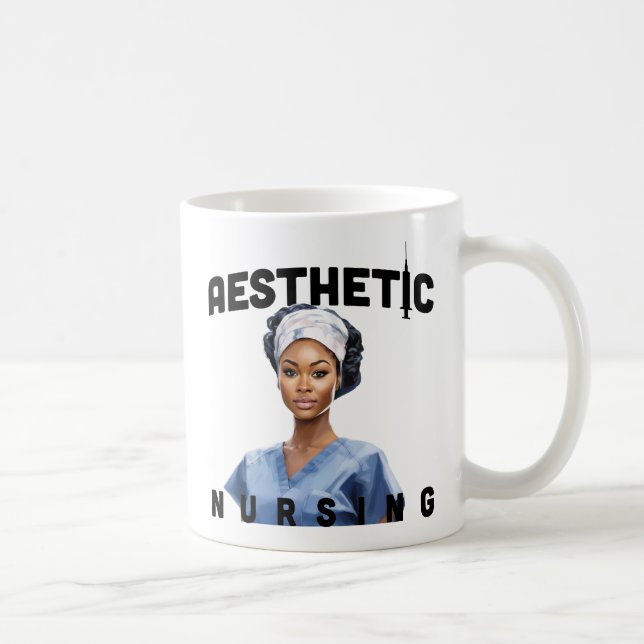 black aesthetic nurse personalized name rn gift coffee mug (Right)