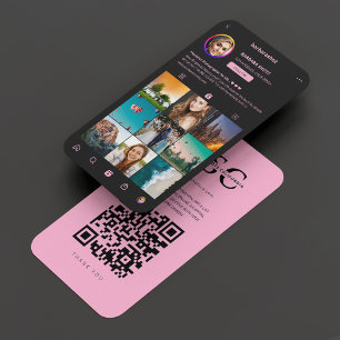 Black Aesthetic Pink Photo Instagram Grid Business Card