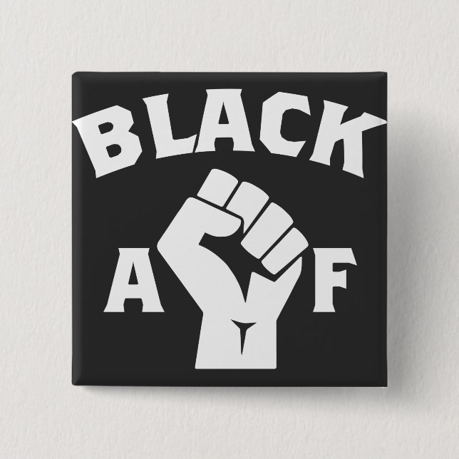 Black AF Fist 2 Inch Square Button (Front)