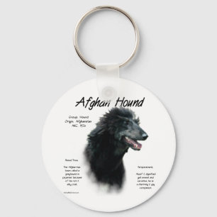 Black Afghan Hound History  Keychain