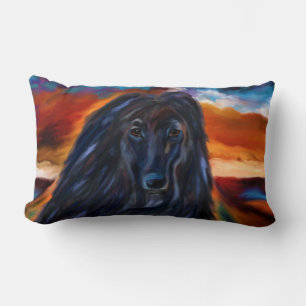 Black Afghan Hound Lumbar Pillow