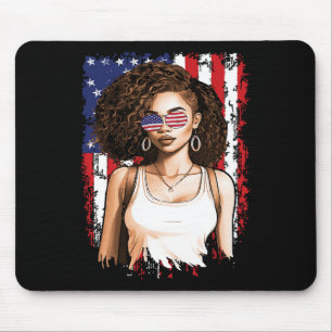 Black African American 4th Of July Flag Patriotic  Mouse Pad