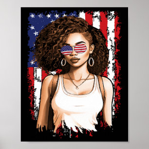 Black African American 4th Of July Flag Patriotic  Poster