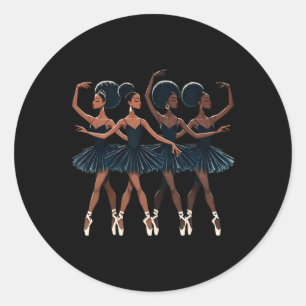 Black African American Ballerina Ballet Dance Danc Classic Round Sticker
