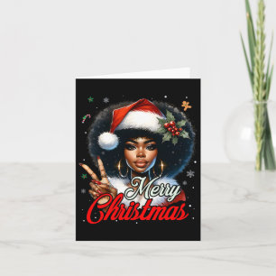 Black African American Christmas Girl Melanin Sant Card