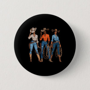 Black African American Cowgirl Western Country Rod 2 Inch Round Button