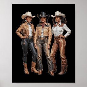 Black African American Cowgirl Western Country Tex Poster