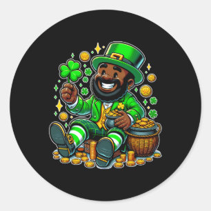 Black African American Leprechaun Saint Patrick's  Classic Round Sticker