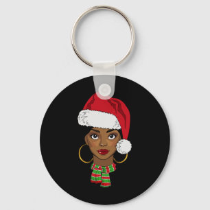 Black African American Santa Afro Christmas Melani Keychain
