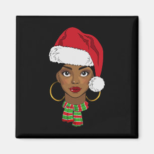 Black African American Santa Afro Christmas Melani Magnet