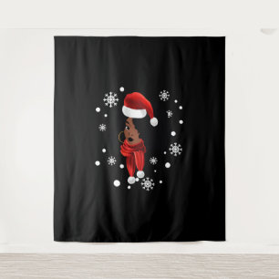 Black African American Santa Apparel Christmas Mel Tapestry
