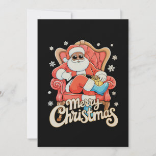 Black African American Santa Christmas Xmas Holiday Card