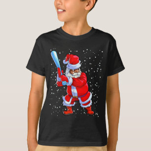 Black African American Santa Claus Baseball Afro C T-Shirt