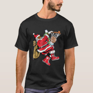 Black African American Santa Claus Basketball 2021 T-Shirt