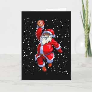 Black African American Santa Claus Basketball Afro Card