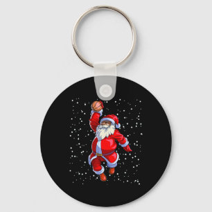 Black African American Santa Claus Basketball Afro Keychain