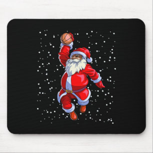 Black African American Santa Claus Basketball Afro Mouse Pad