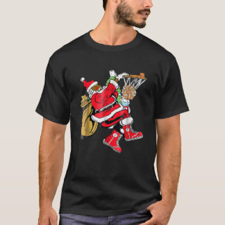 Black African American Santa Claus Basketball Chri T-Shirt