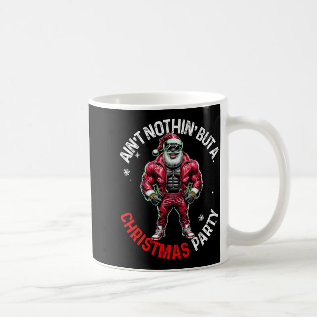 Black African American Santa Claus Christmas Pajam Coffee Mug (Right)