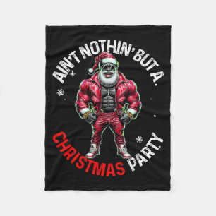 Black African American Santa Claus Christmas Pajam Fleece Blanket