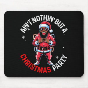 Black African American Santa Claus Christmas Pajam Mouse Pad