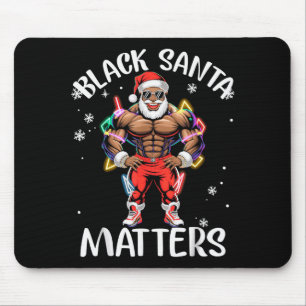 Black African American Santa Claus Christmas Pajam Mouse Pad