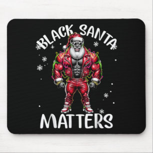 Black African American Santa Claus Christmas Pajam Mouse Pad