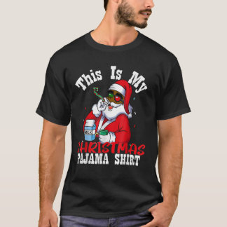 Black African American Santa Claus Christmas Pajam T-Shirt