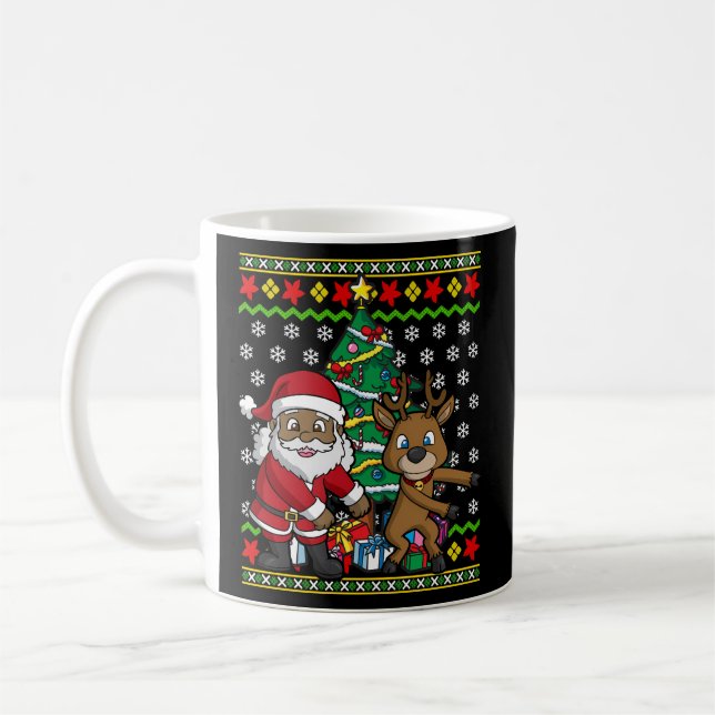 Black African American Santa Claus Coffee Mug (Left)