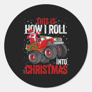 Black African American Santa Claus Monster Truck C Classic Round Sticker
