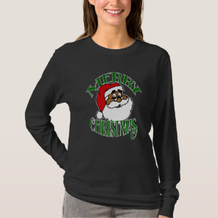 Black African American Santa Claus ugly Christmas T-Shirt