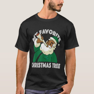 Black African American Santa Claus Weed Christmas T-Shirt
