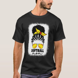 Black African American Softball Mom Catcher Pitche T-Shirt