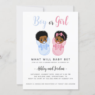 Black African American Wrapped Baby Gender Reveal Invitation