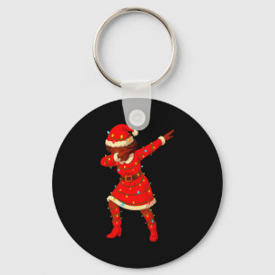 Black African Girl American Melanin Christmas Mrs Keychain