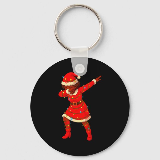 Black African Girl American Melanin Christmas Mrs  Keychain (Front)