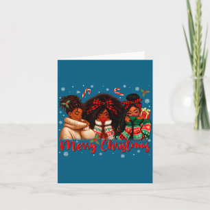 Black African Girl American Melanin Christmas Sant Card