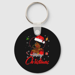 Black African Girl American Melanin Christmas Sant Keychain