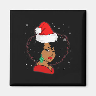 Black African Girl American Melanin Christmas Sant Magnet